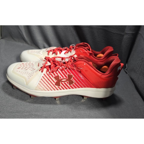 Under Armour Yard Baseball Cleats Men's 16 Red White Metal Molded - Picture 1 of 7